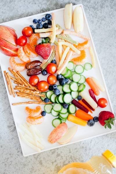 Fresh fruits and veggies snack tray, Trend Health